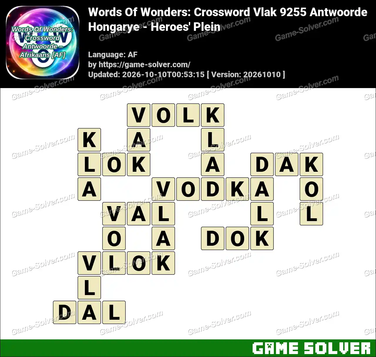 Words Of Wonders: Crossword Vlak 9255 Antwoorde – Hongarye – Heroes’ Plein